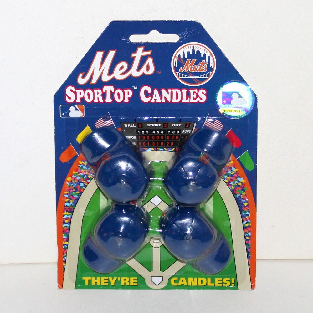 Pack 4 New York Mets Candles helmet NBL Baseball Pfeil Cake Decor blue